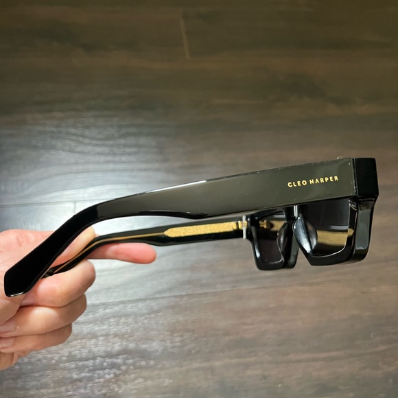 Cleo Harper Black Modern Rectangular Glasses - Picture 3 of 6